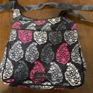 Vera Bradley Black and Pink Floral Shoulder Bag